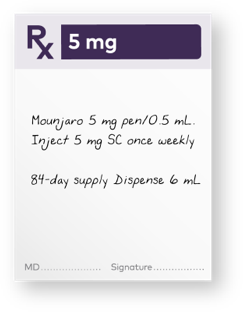 Image of Mounjaro 5 mg prescription pad